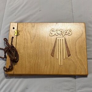 Source Unknown Wooden Scrapbook with Rope Binding